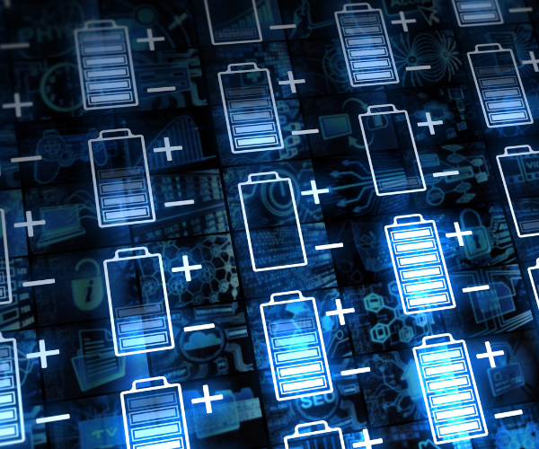 Digital silhouettes of batteries at different charging statuses