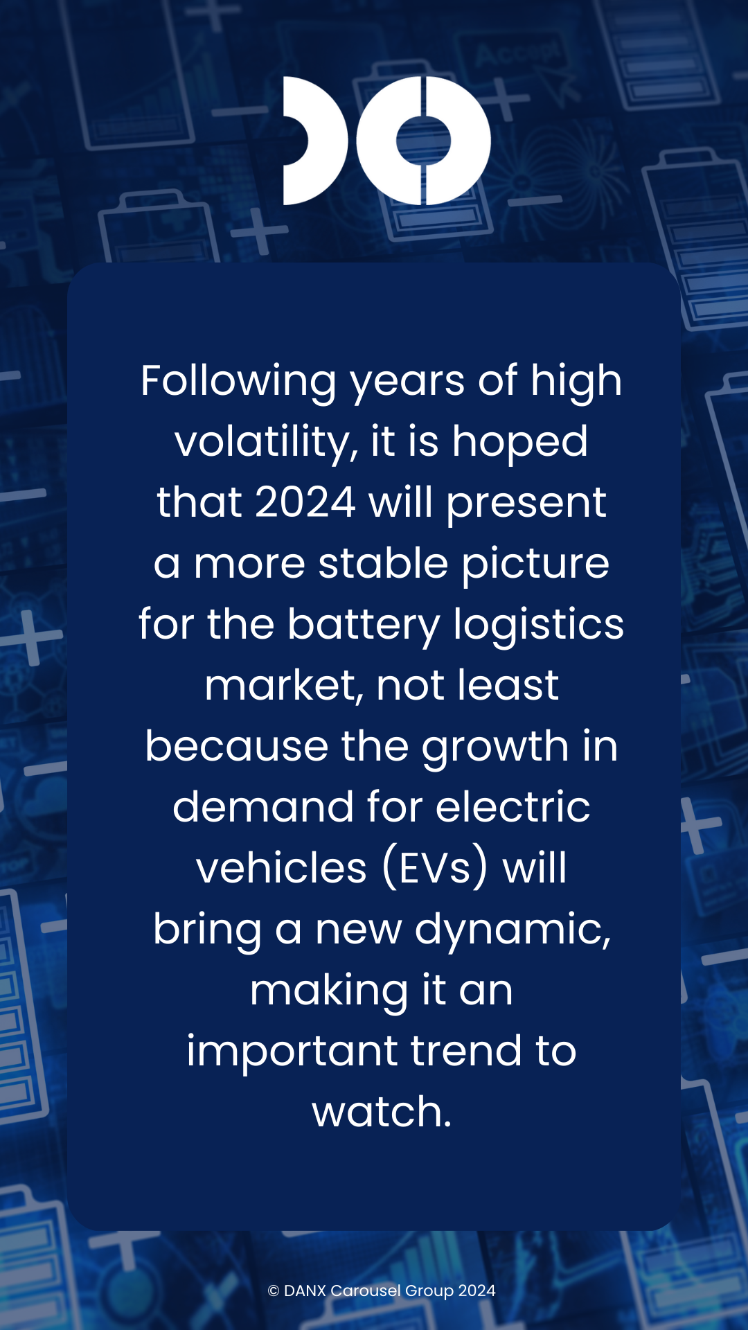Infographic with dark blue background featuring battery silhouettes