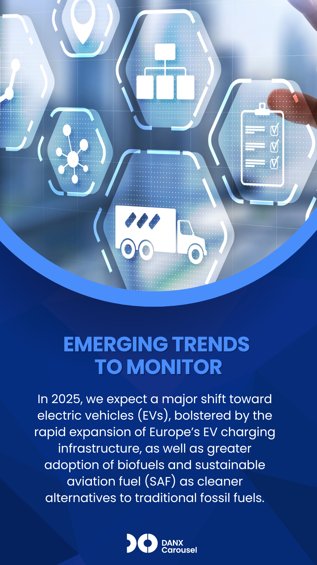 Logistics Trends 2025 Graphic with truck, chart, and to-do list icons